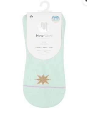 Women's Mint Crew Grip Socks with Gold Star